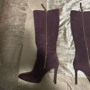 Michael Kors Purple Suede Knee-High Stiletto Boots